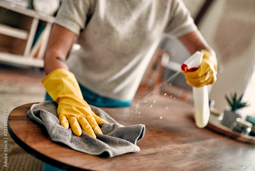 Photo of woman cleaning